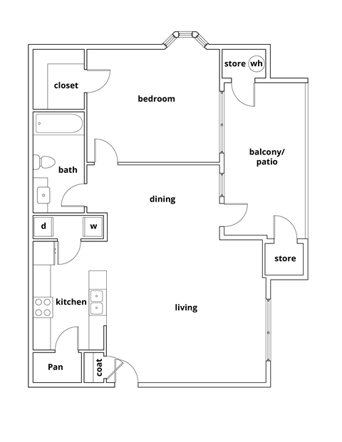 Iris with a patio floor plan 1 bedroom 1 bathroom 684 square feet apartment  at Lincoln at Wolfchase, Cordova